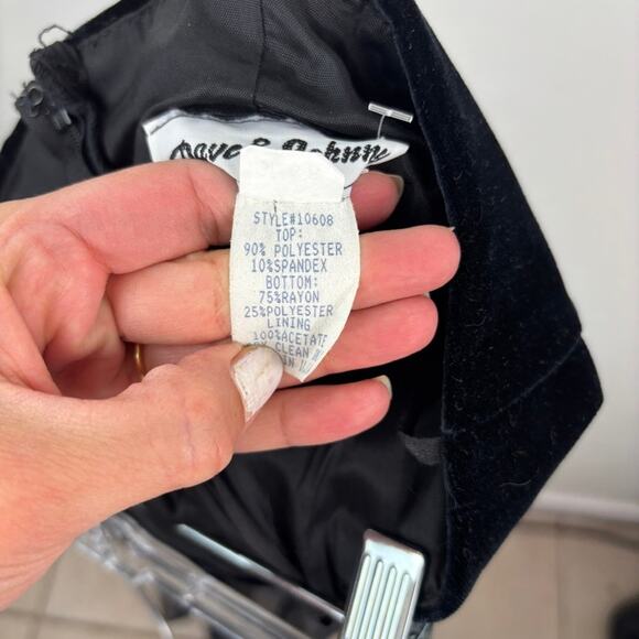 Vintage Dave & Johnny Black Velvet Strapless Cocktail Prom Dress Y2K Sz 6 - Picture 6 of 9